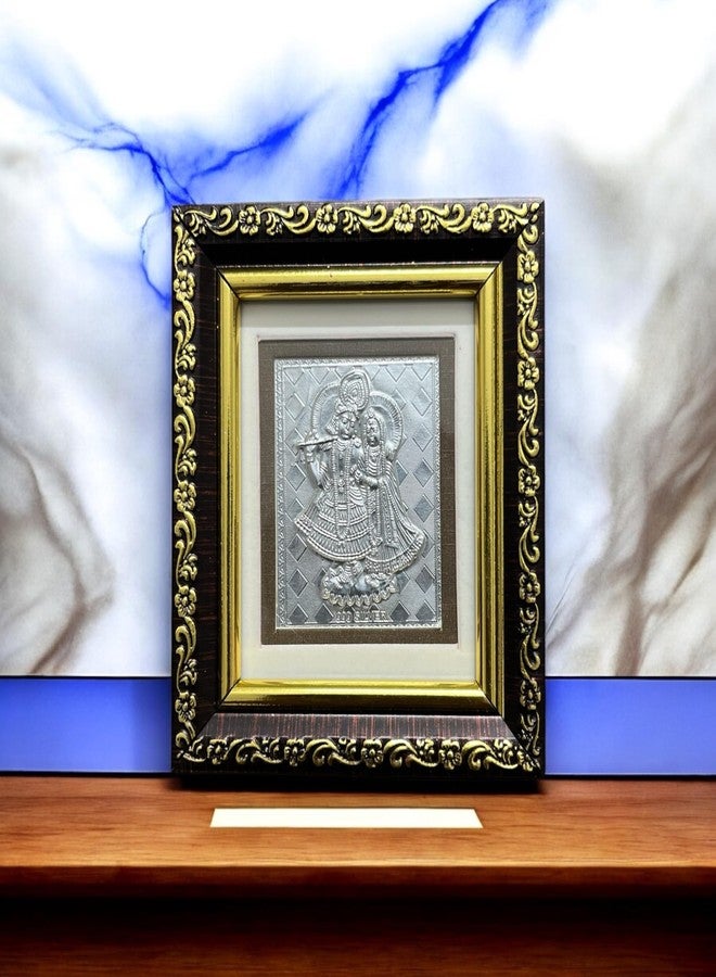 CharmInSilver إطار صغير من الفضة الخالصة عيار 999 من CharmInSilver، صورة رادهاكريشنا | هدية فضية | حامل للطاولة/للتعليق على الحائط | مناسب للتخزين في غرفة الصلاة، المكتب، المنزل، أو حتى على لوحة القيادة في السيارة | (رادهاكريشنا 4×4.5 بوصة) - Image 4